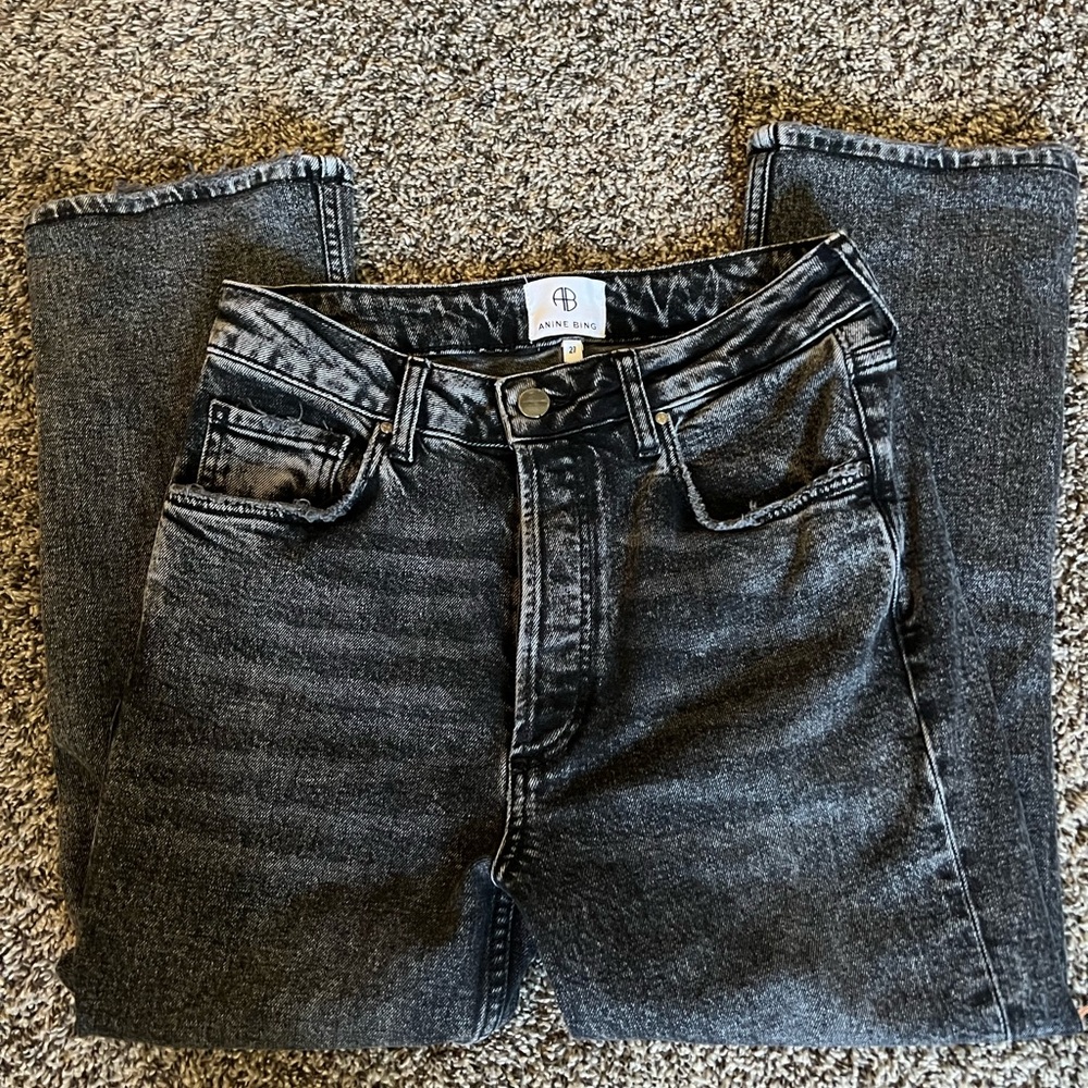 Anine Bing Acid Wash Black Denim Jeans
